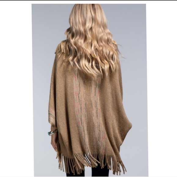 Ruggine Vertical Stripe Open Poncho - Picture 8 of 9
